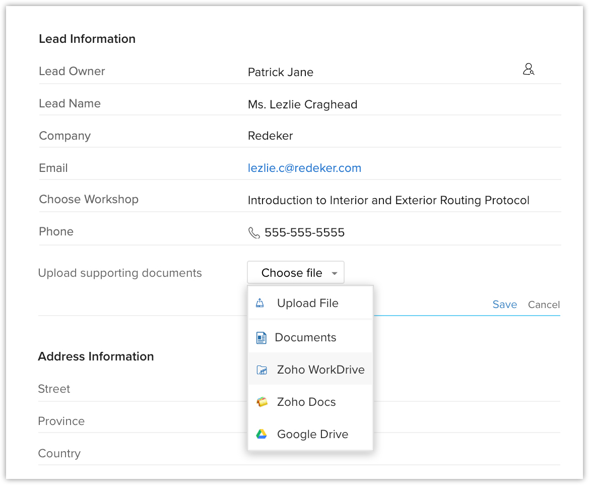 Workdrive Integration Online Help Zoho Crm