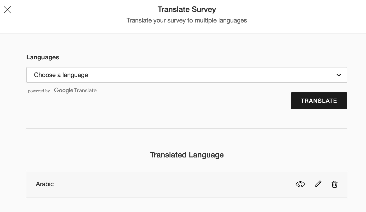 Survey translation feature