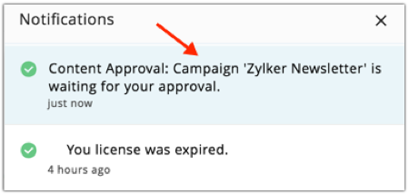 Content approval notification