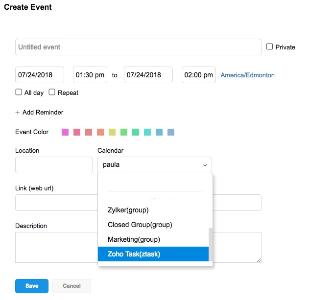 Sync your Zoho Tasks with Zoho Calendar