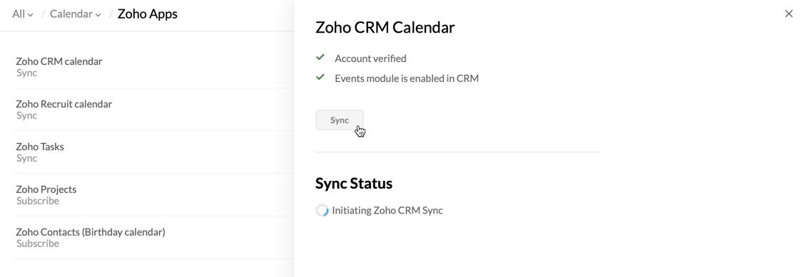 Sync your Zoho CRM calendar with Zoho Calendar