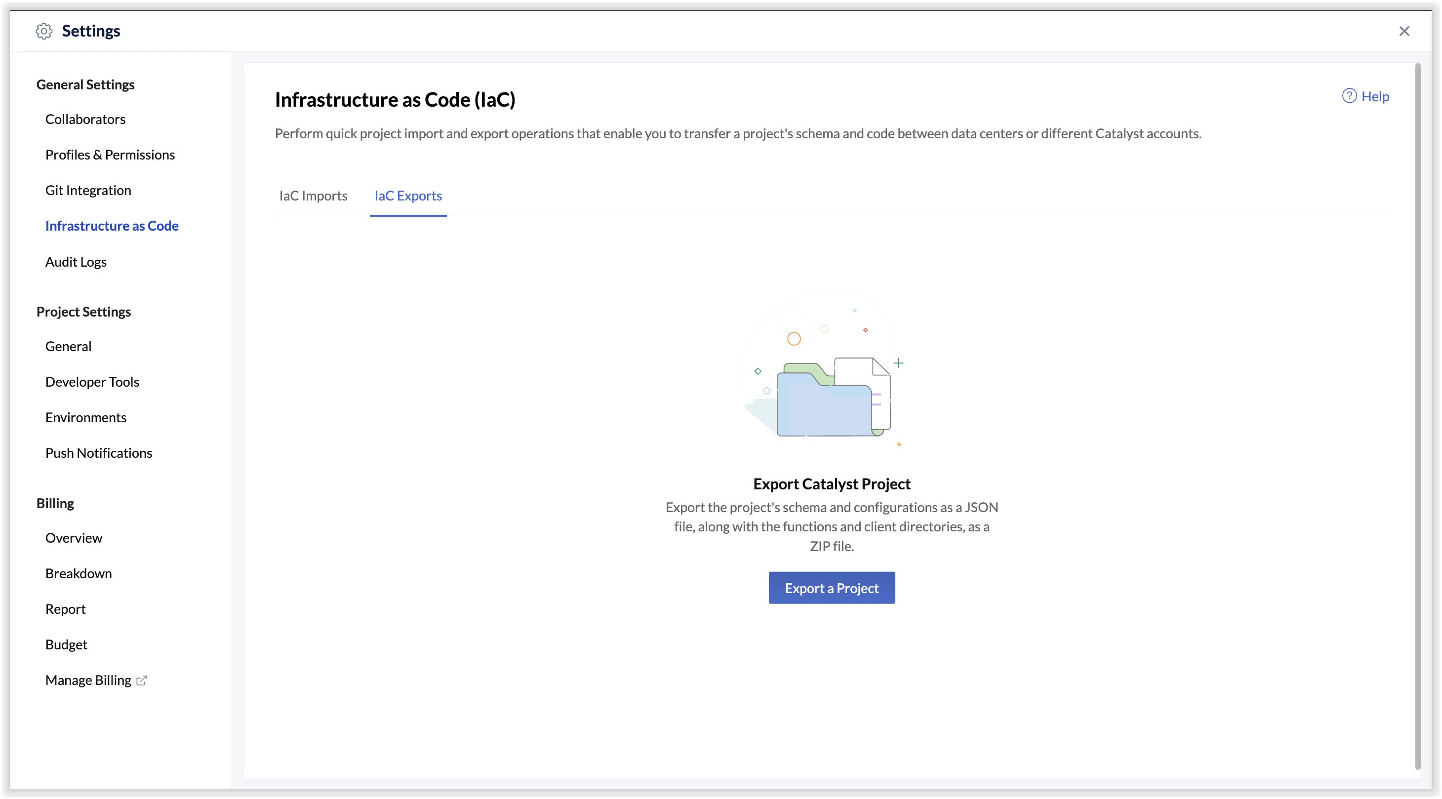 IaC Settings | Online Help - Catalyst