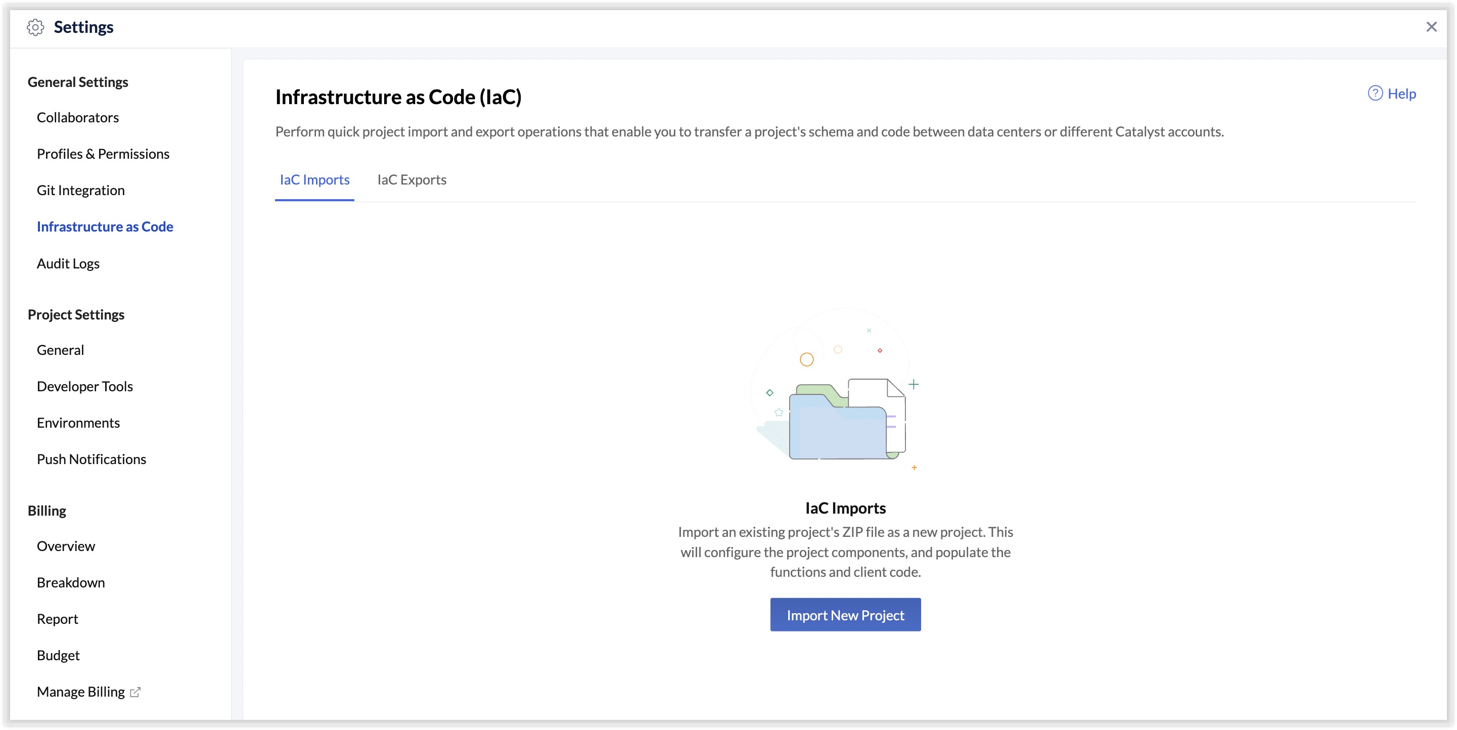 IaC Settings | Online Help - Catalyst