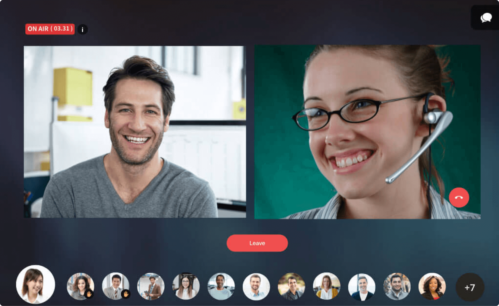 Experience smooth, hassle-free video calls between two live speakers anytim...