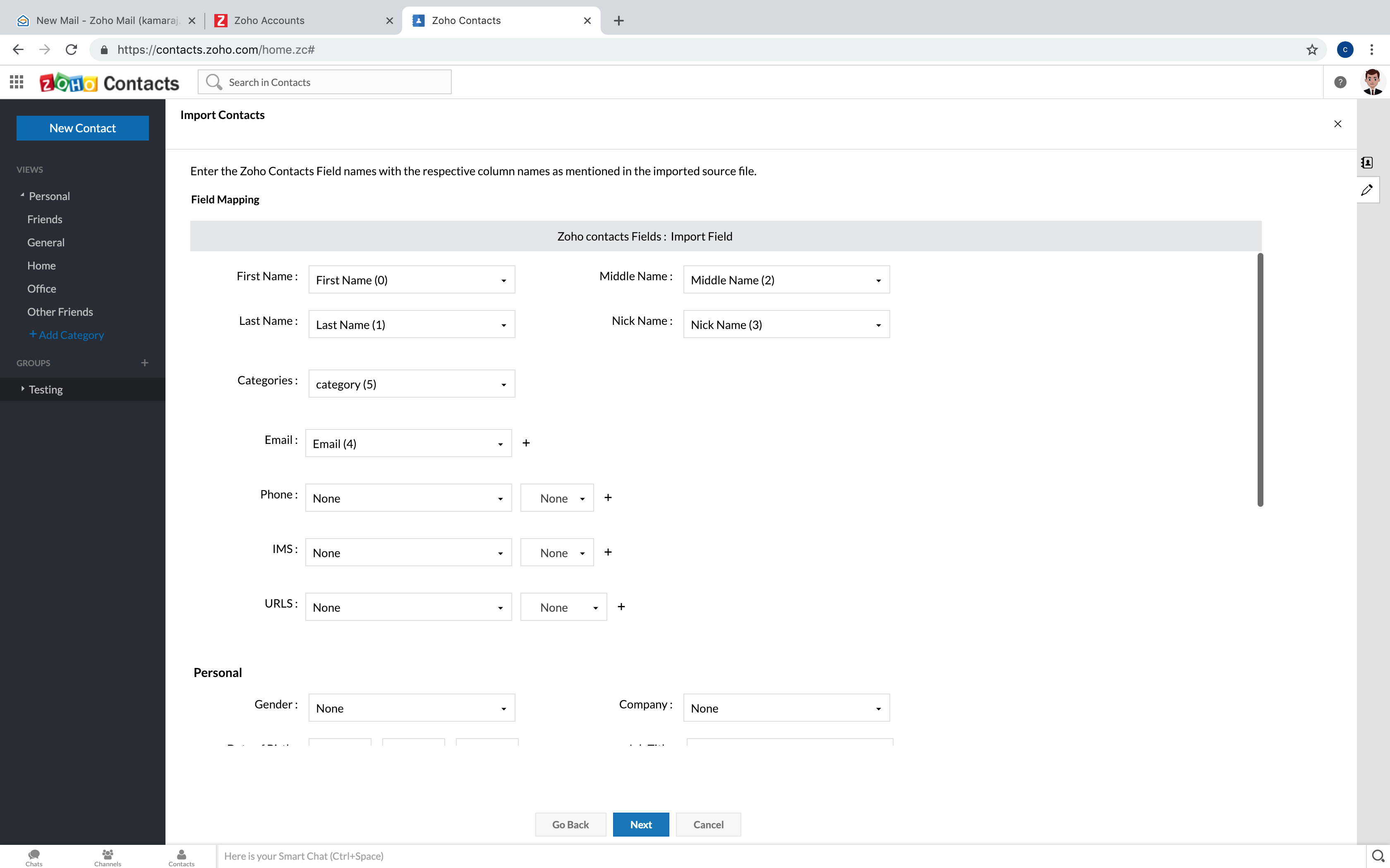 Import And Export Contacts