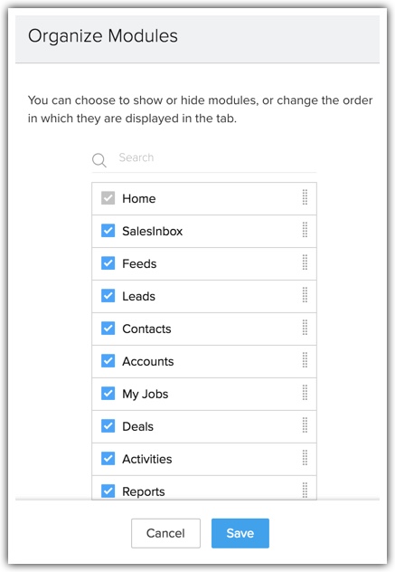 Tab Settings Online Help Zoho Crm 1449