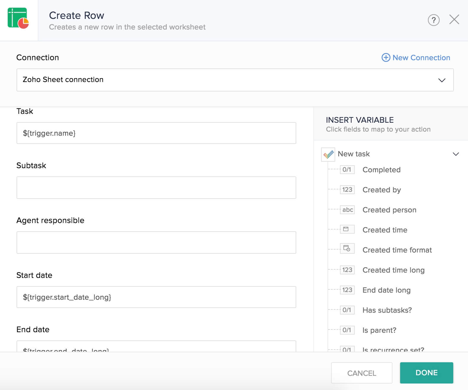 Zoho Sheet Integration Zoho Flow