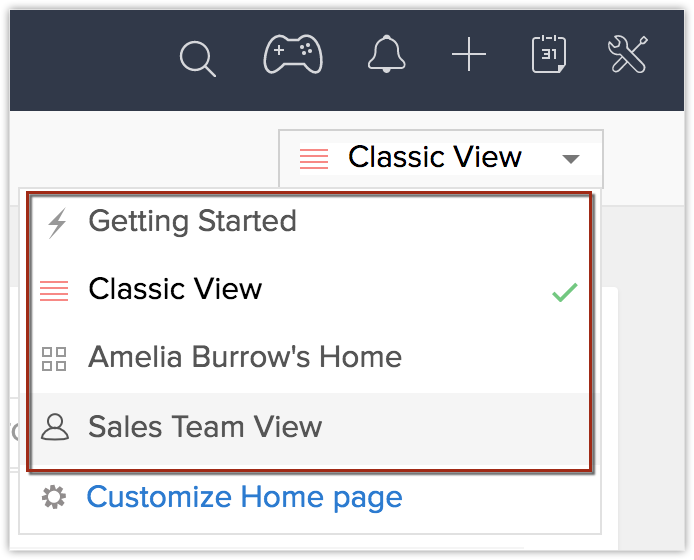 Customising the Home Tab