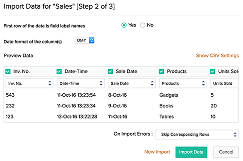 zoho creator importing data with relationships