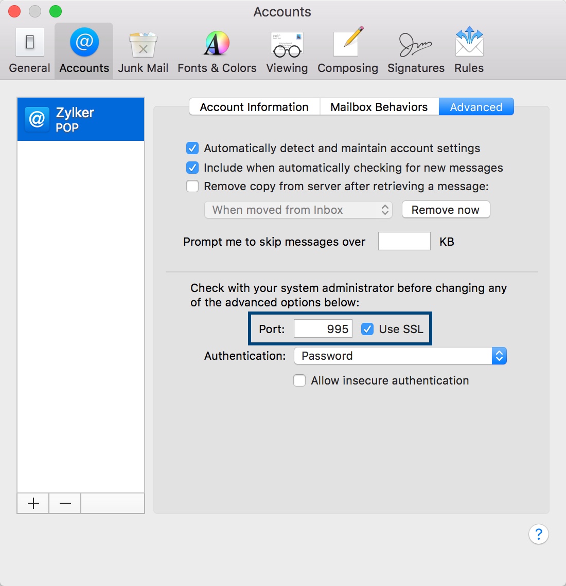 setup mac sierra for outgoing mail server