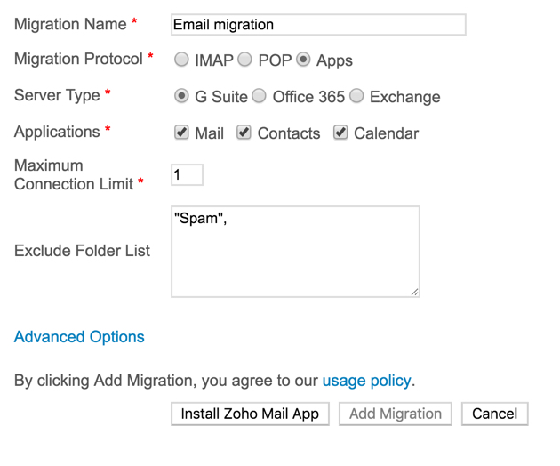 Migrating emails from previous service