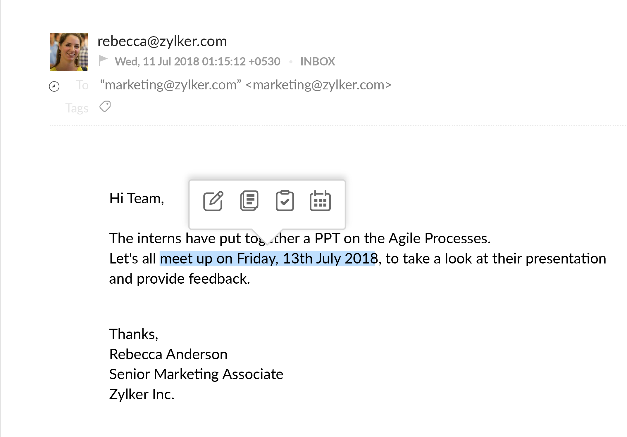 typo in email accepting interivew