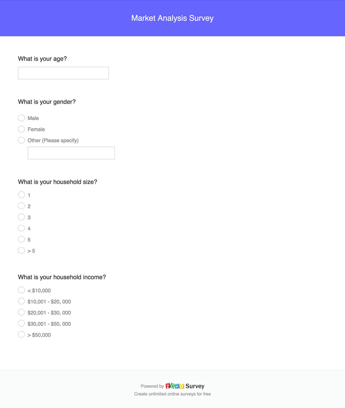 Market Analysis Survey Questionnaire & Template - Zoho Survey