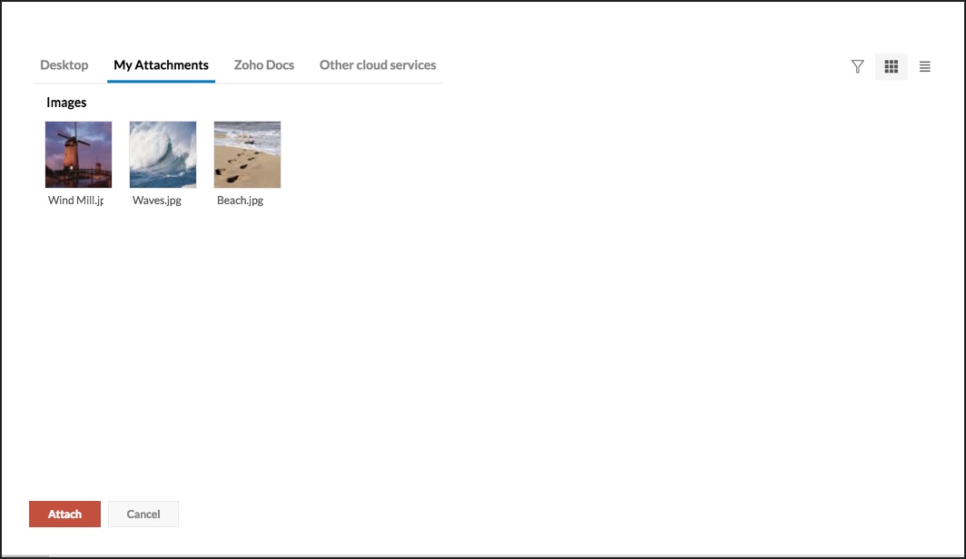 Attachments in Zoho Mail