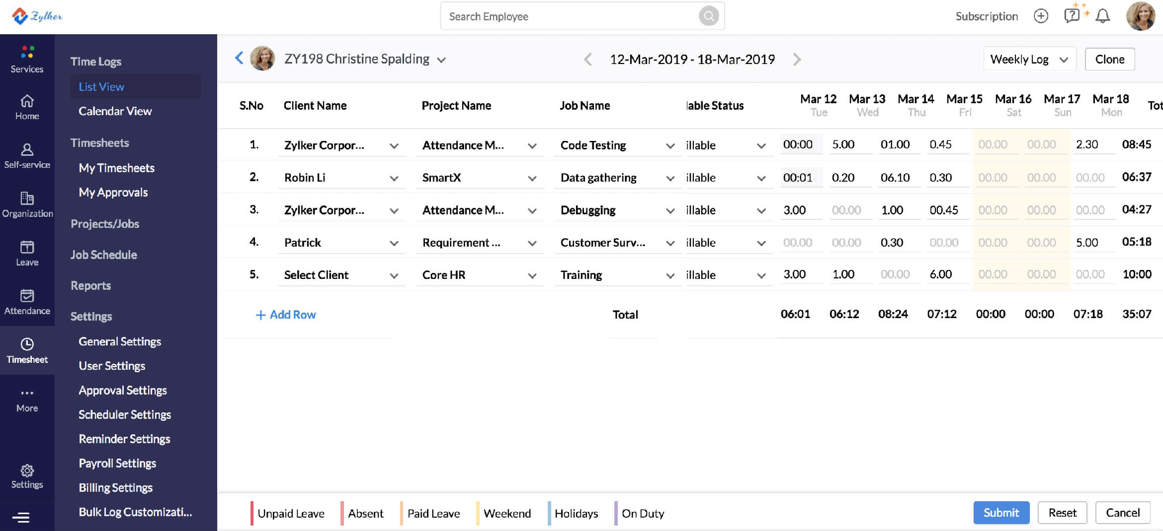 Time Tracker | Employee Timesheet App | Zoho People