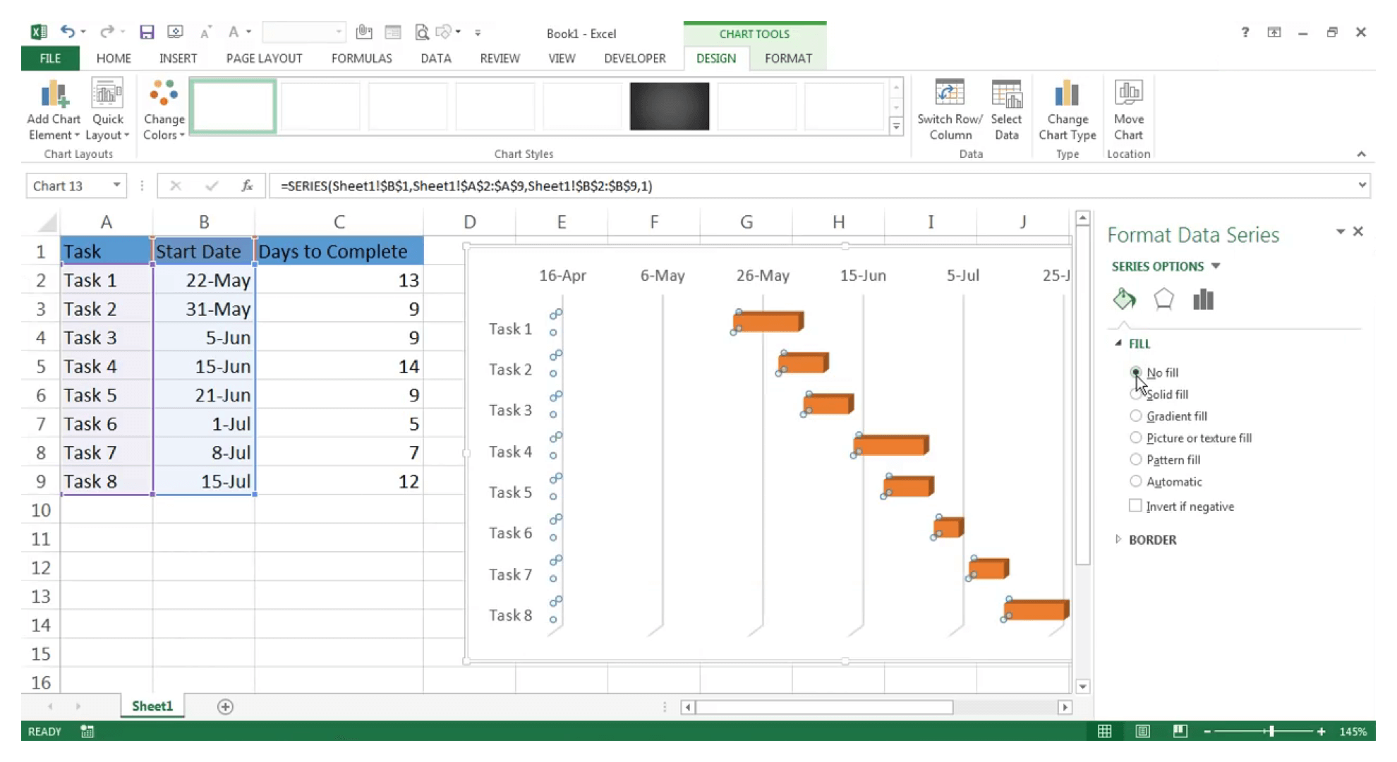 Diagramme Gantt Excel
