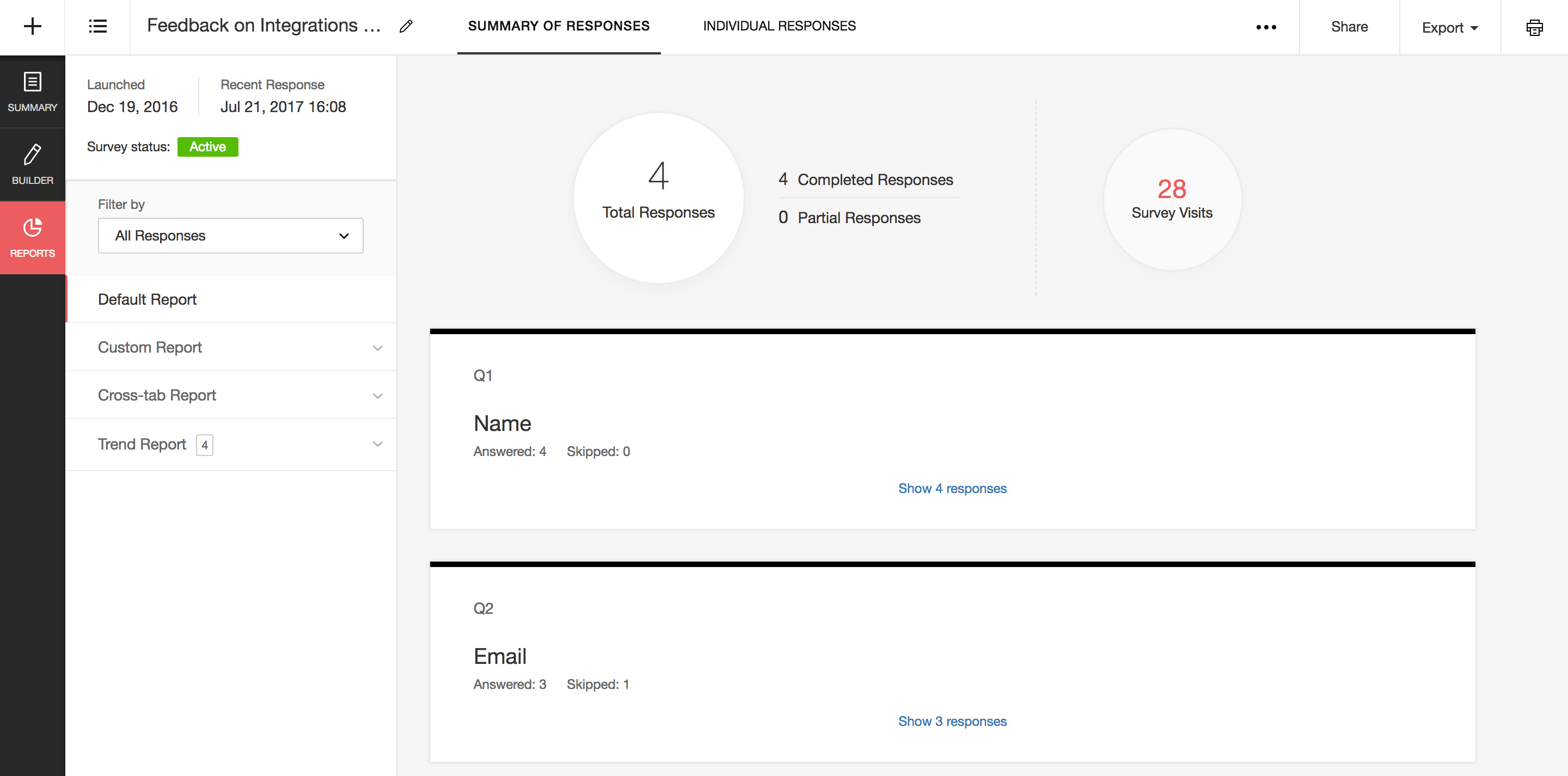 Zoho Survey Reports