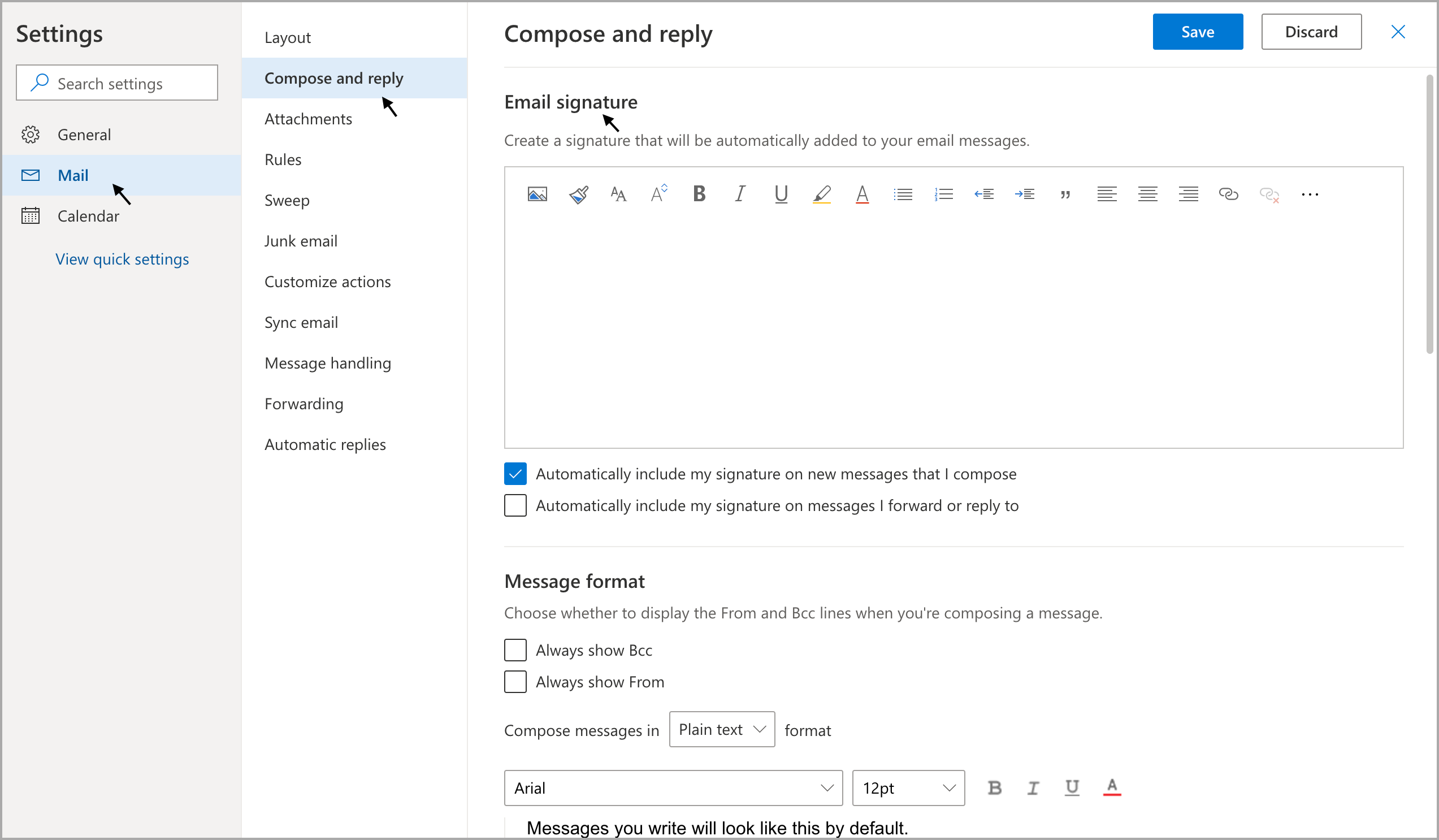 how to add a signature in outlook 360 online