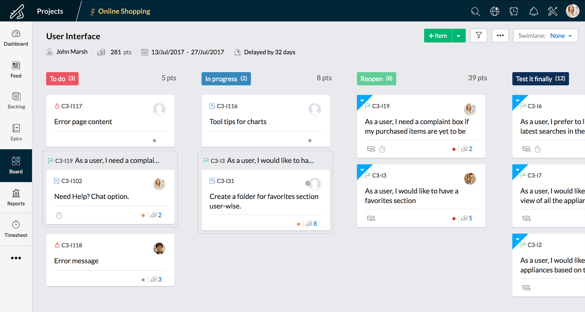 Scrum Board : Zoho Sprints