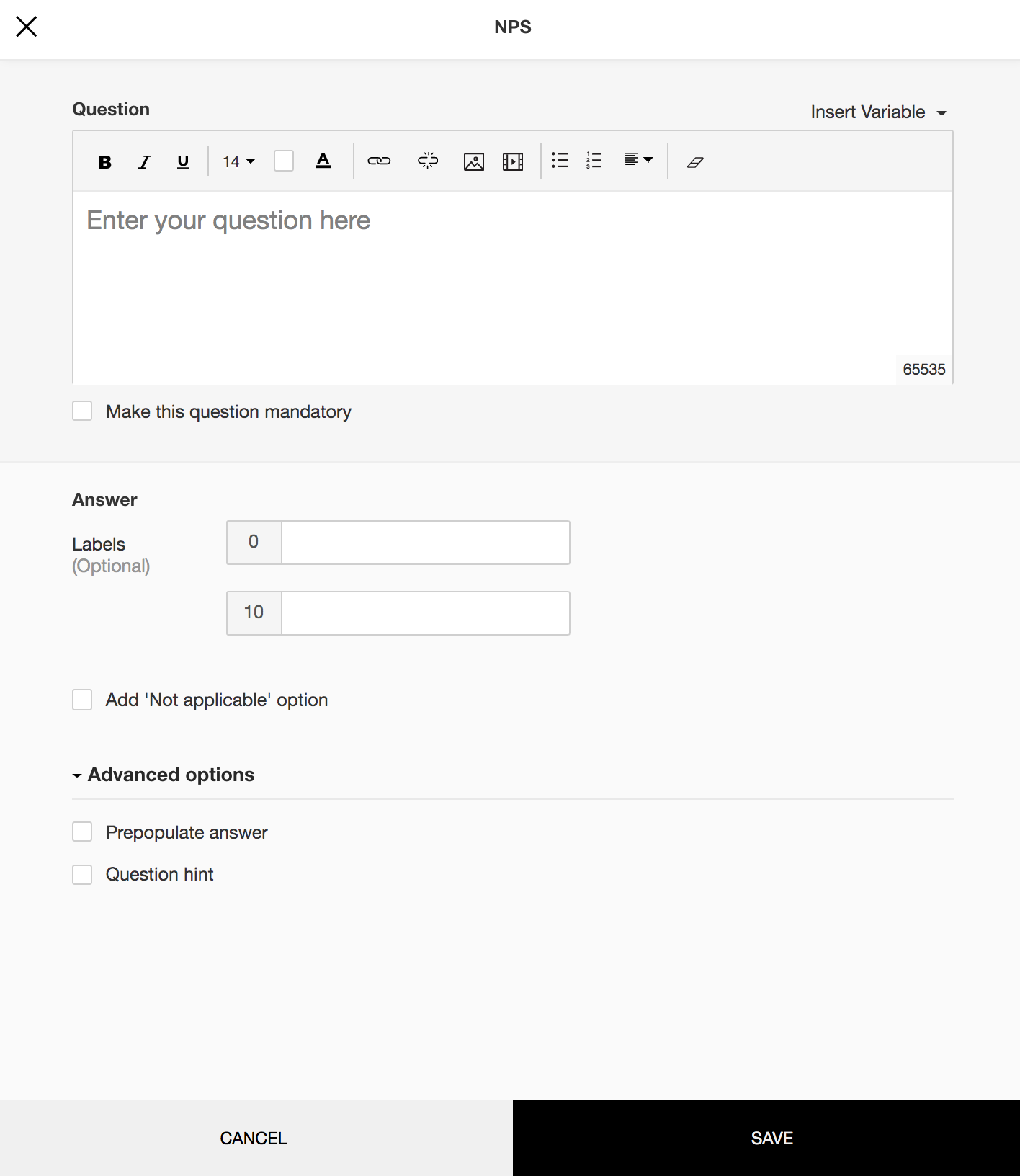 NPS question type