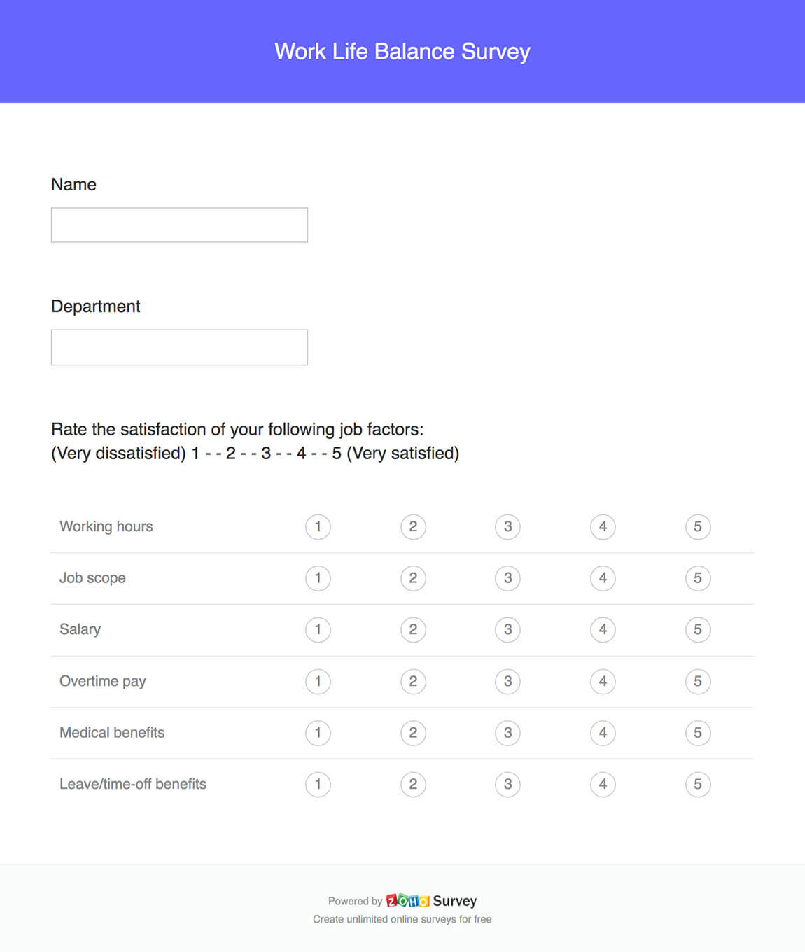 Work Life Balance Survey Questionnaire Template Zoho Survey