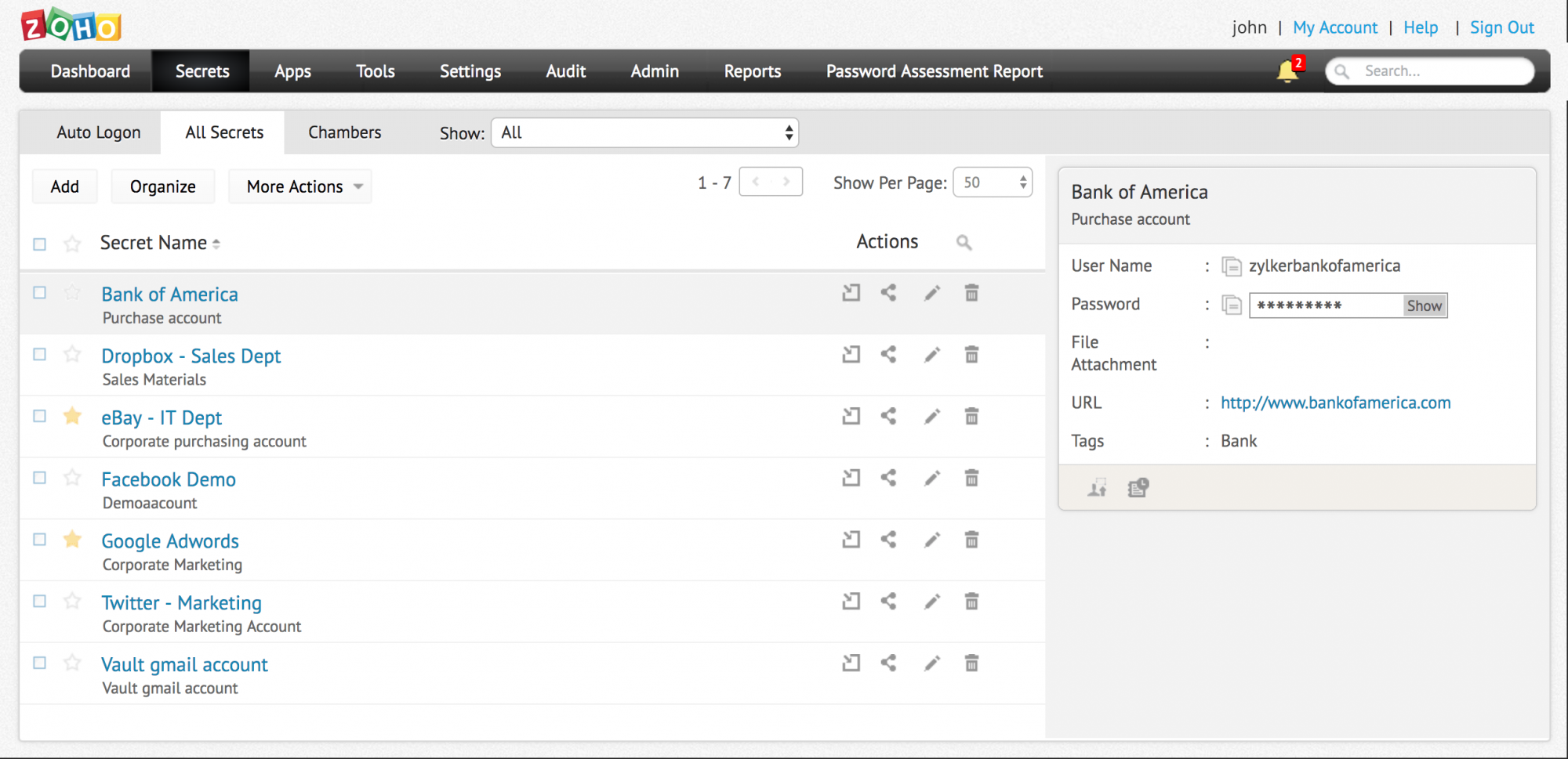 Secret account. Zoho Vault. Менеджер паролей приложение. Менеджер паролей Пассворк. Zoho show плюсы и минусы.