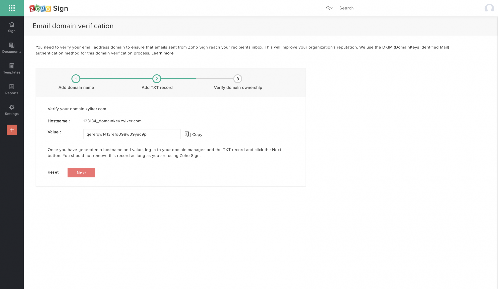 zoho-sign-email-domain-dkim-verification