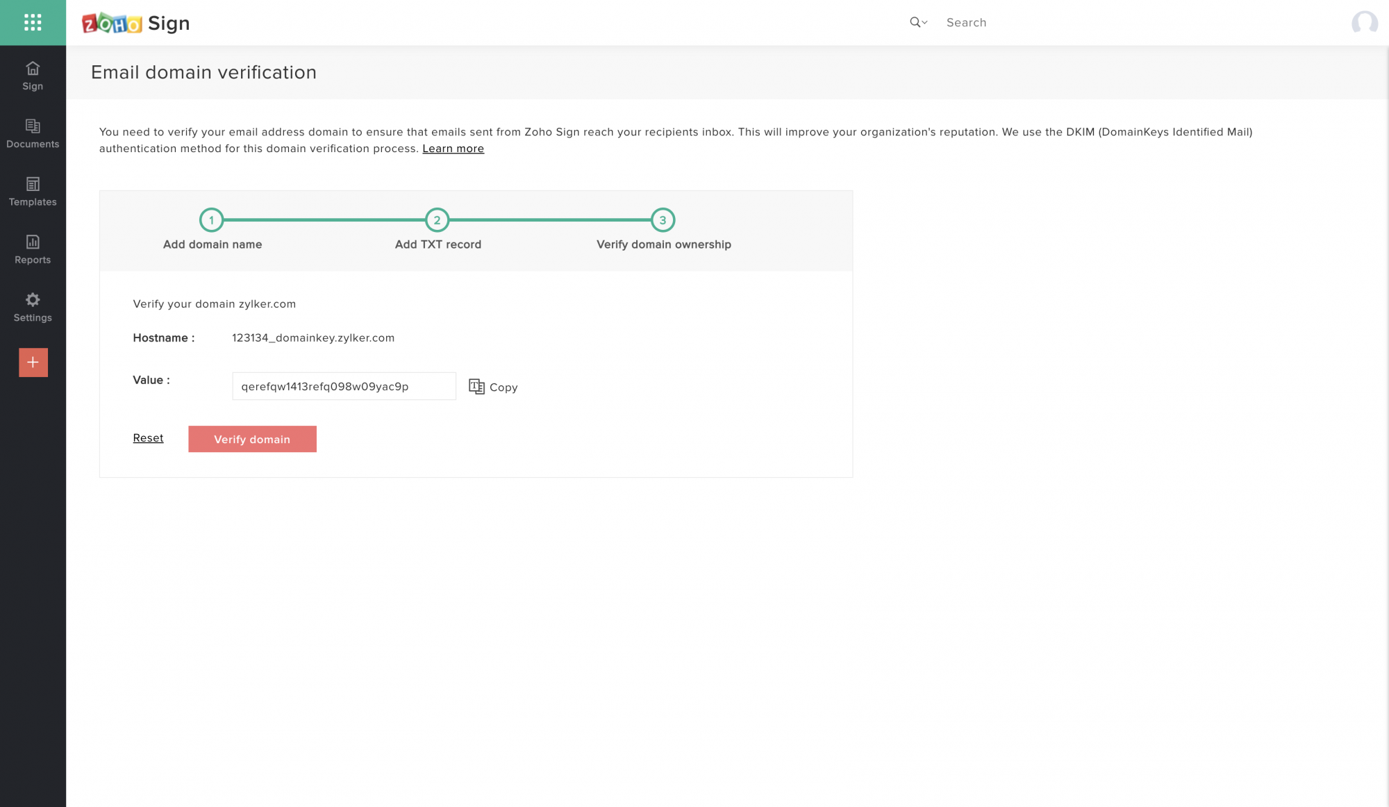 zoho-sign-email-domain-dkim-verification