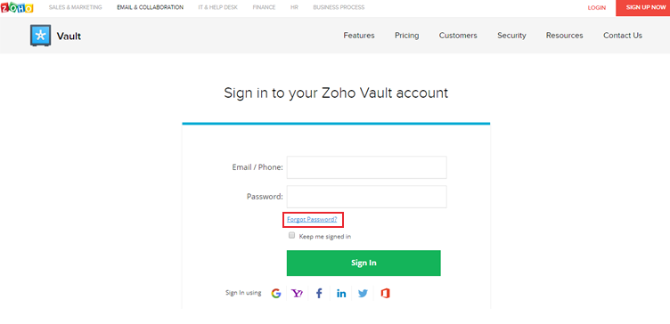 how to change email password in zoho