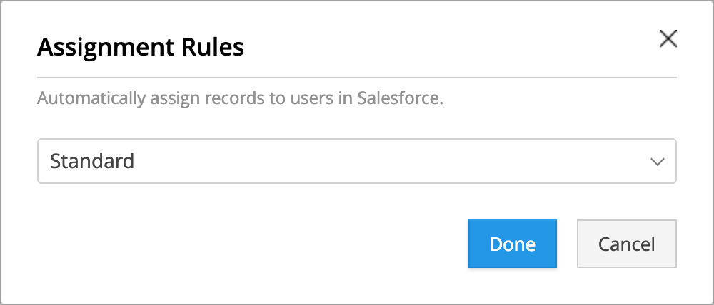 Salesforce Integration Zoho Forms User Guide - all the rules configured for the selected salesforce object will be displayed in the drop down you can select one rule to trigger upon every new form