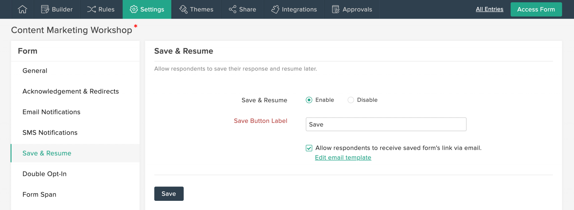 Save & Resume Zoho Forms User Guide