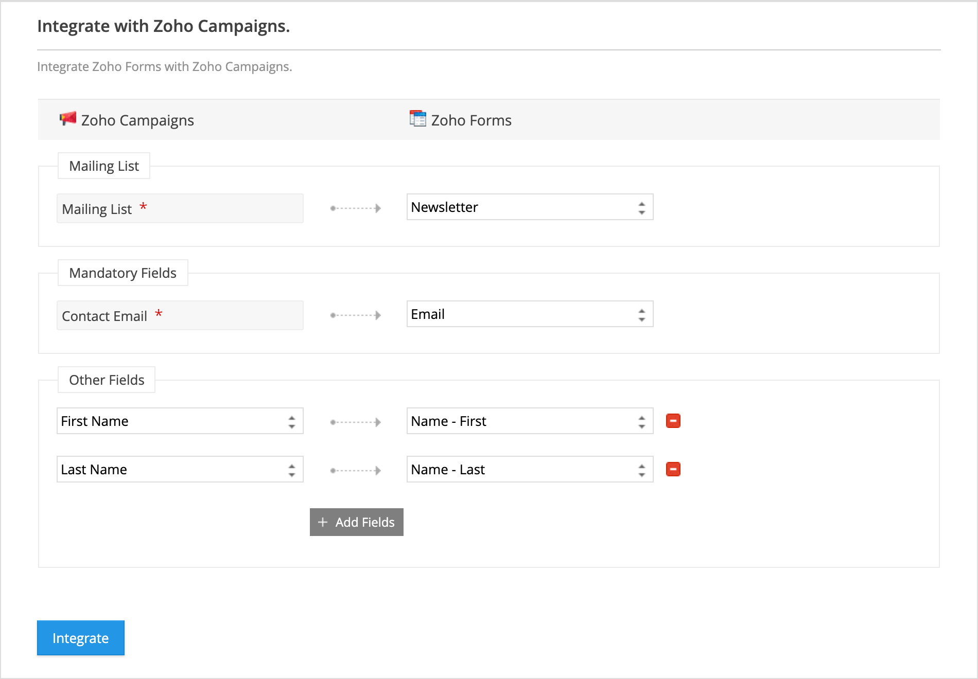 Zoho Campaigns Integration | Zoho Forms - User Guide