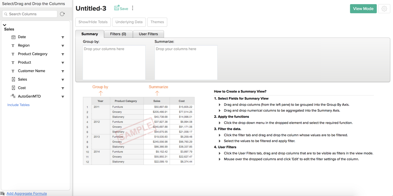 Creating Summary View