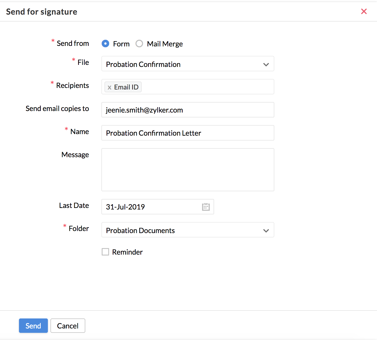 E-signature|Zoho People| Zoho Sign