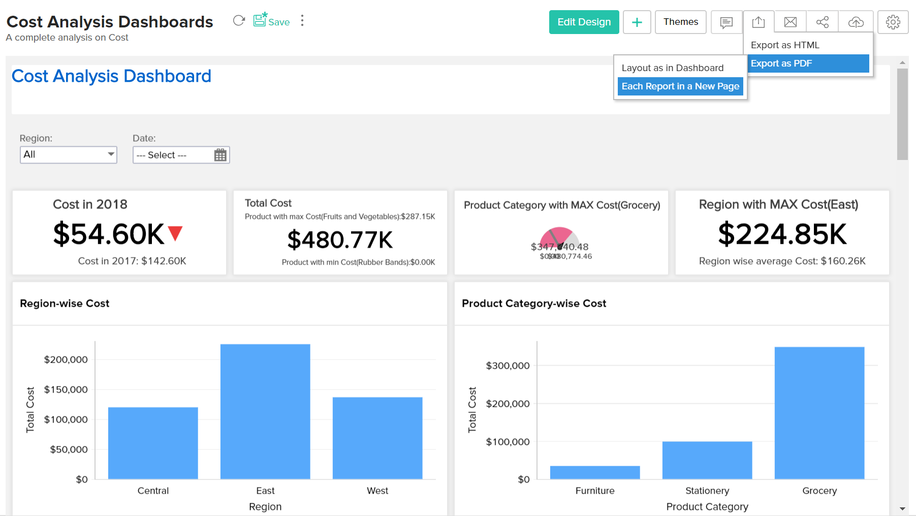 Working With Dashboards | Zoho Analytics On-Premise