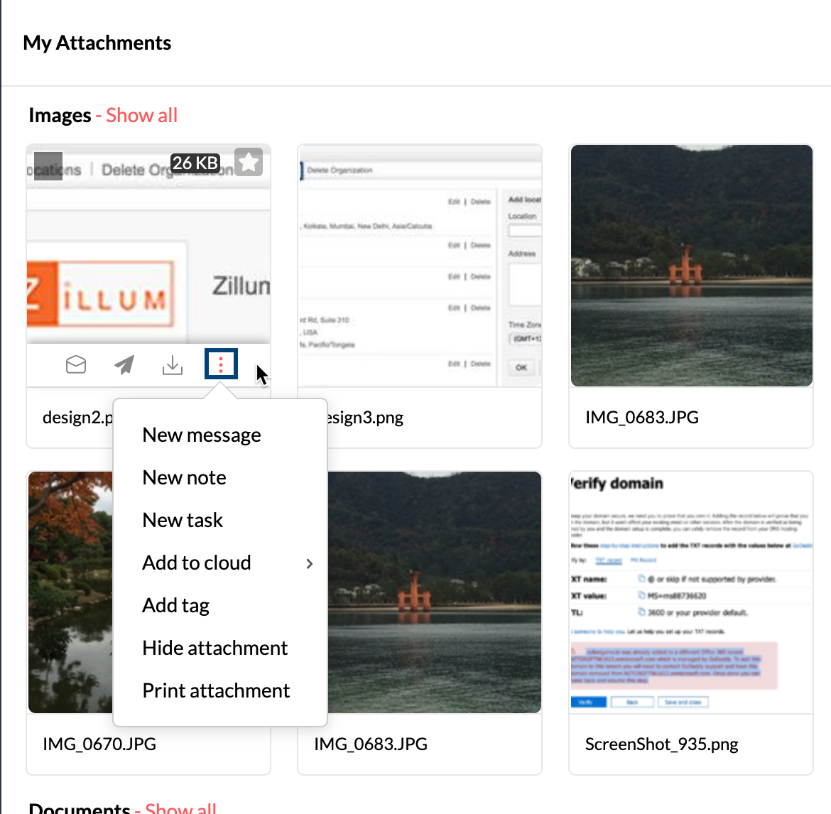 Attachment Viewer for all the attachments in your Zoho Mailbox