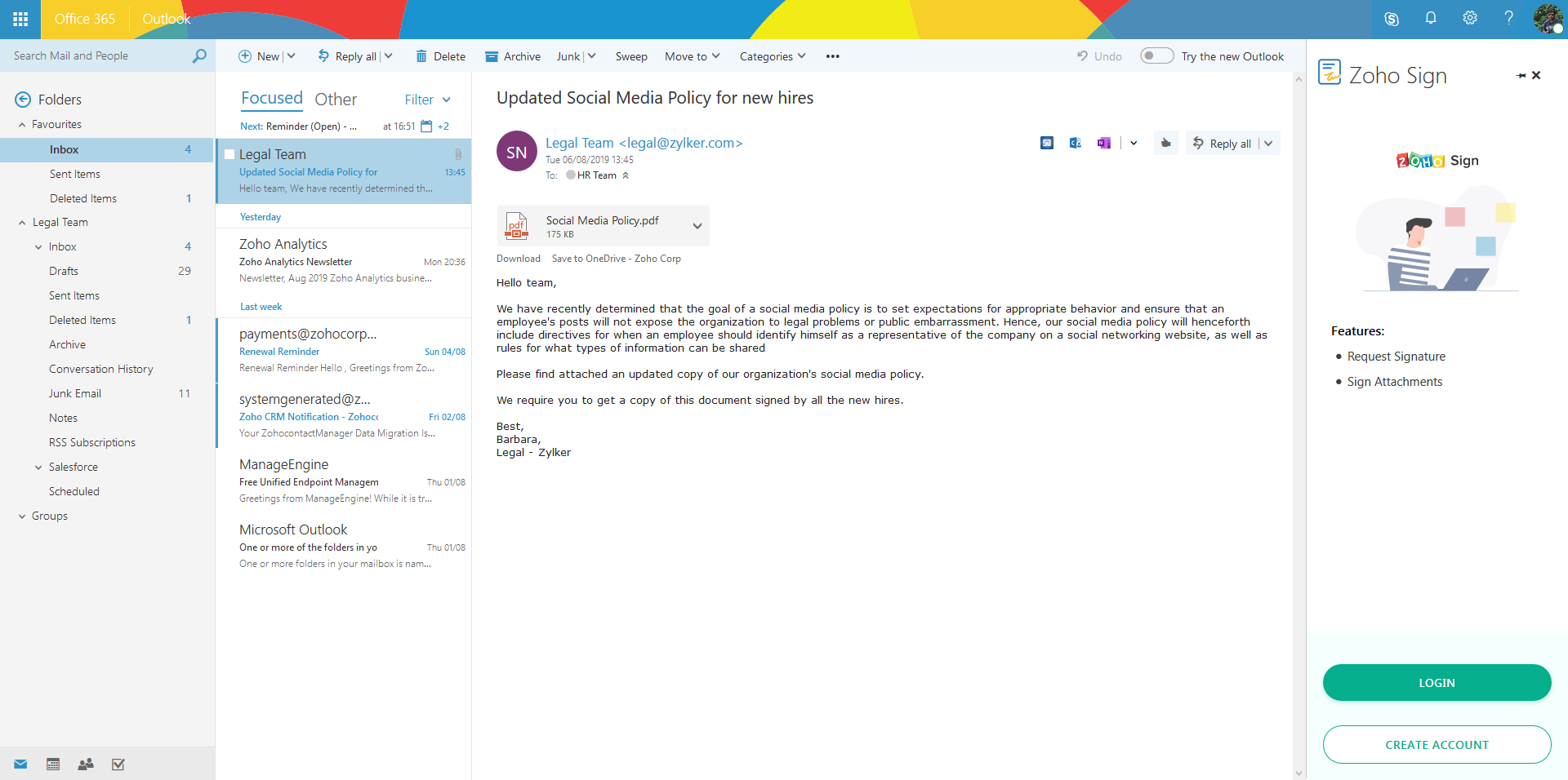 download zoho outlook plugin