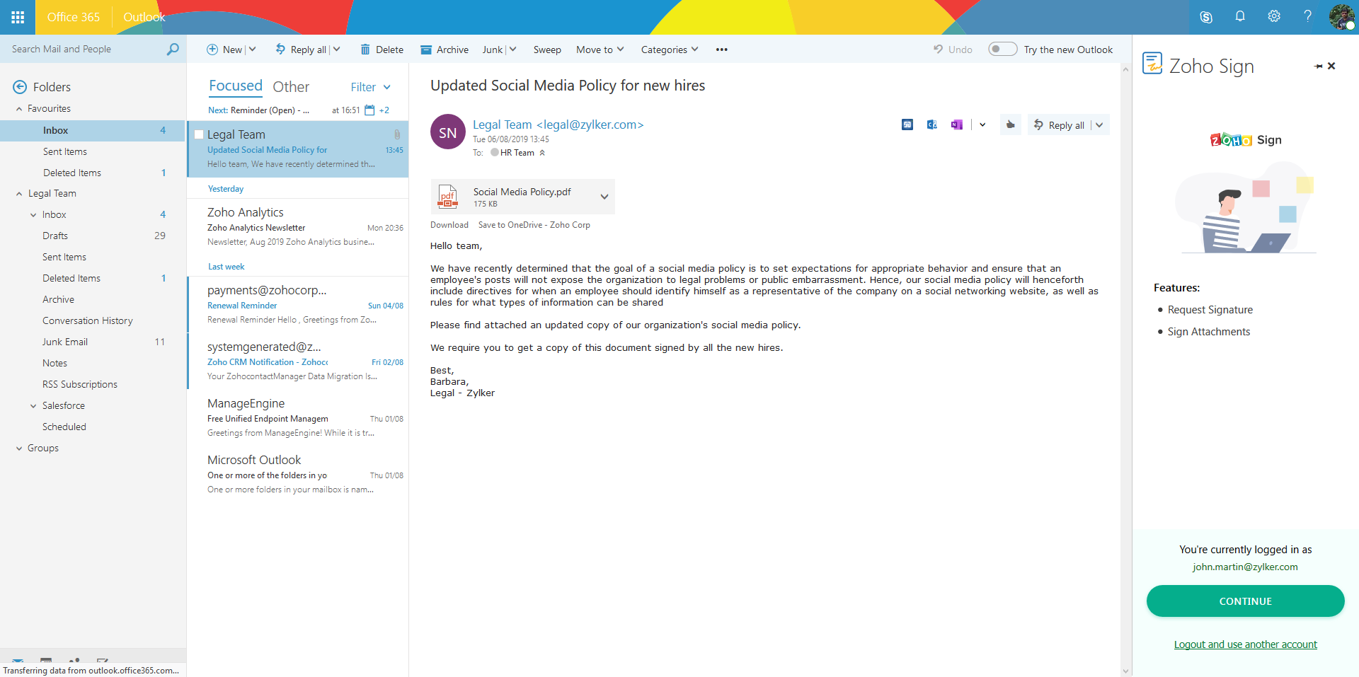 download zoho plugin for outlook