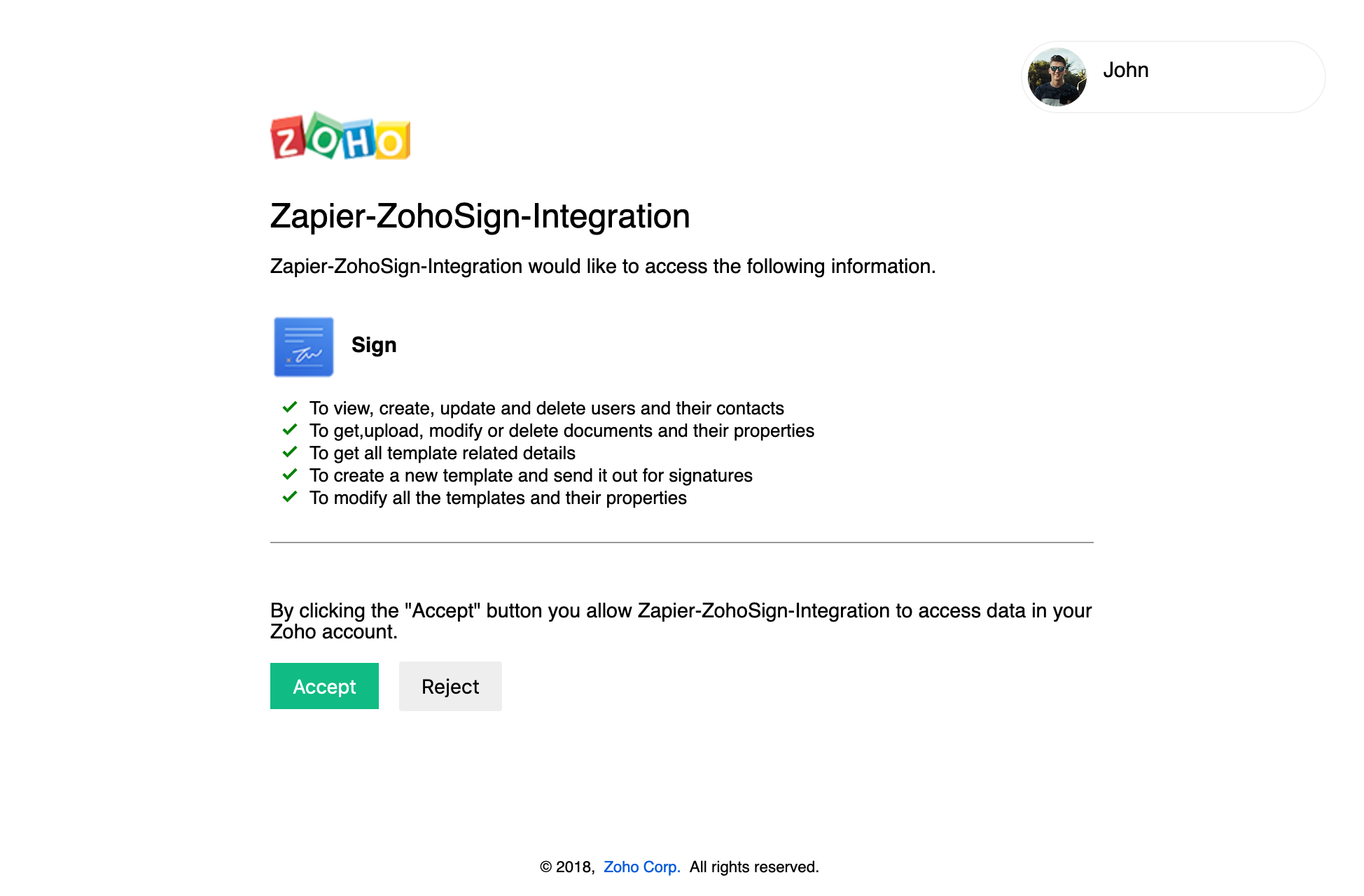 Zoho Sign integration with Zapier Workflow Automation Electronic