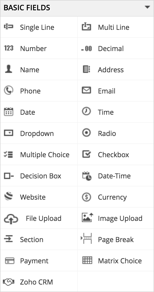 Field Types Zoho Forms User Guide