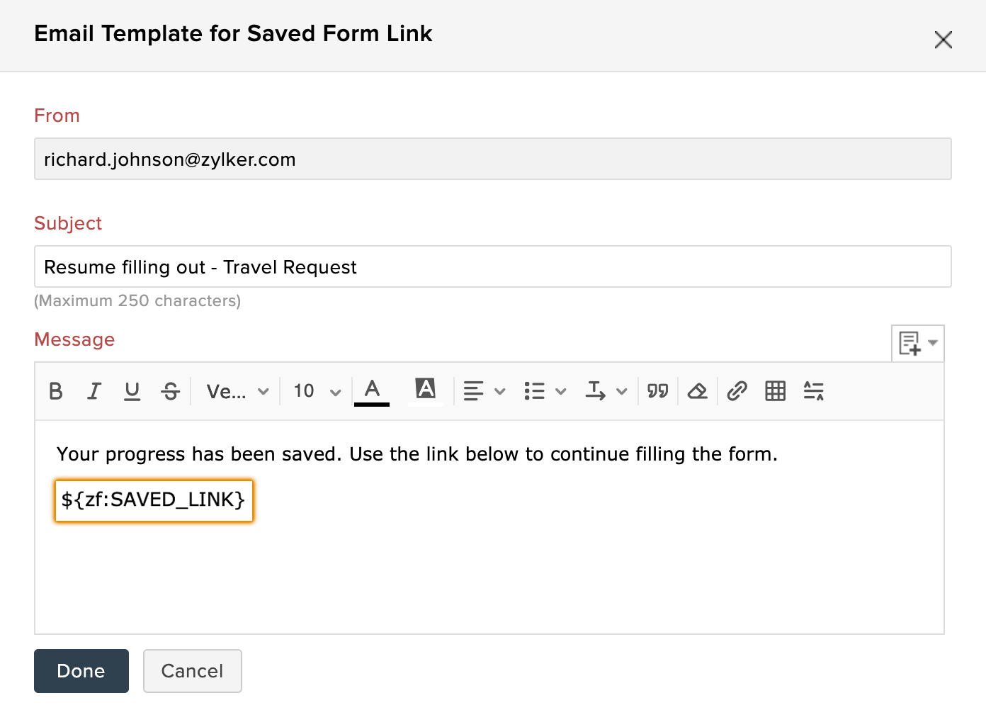 Save & Resume Zoho Forms User Guide