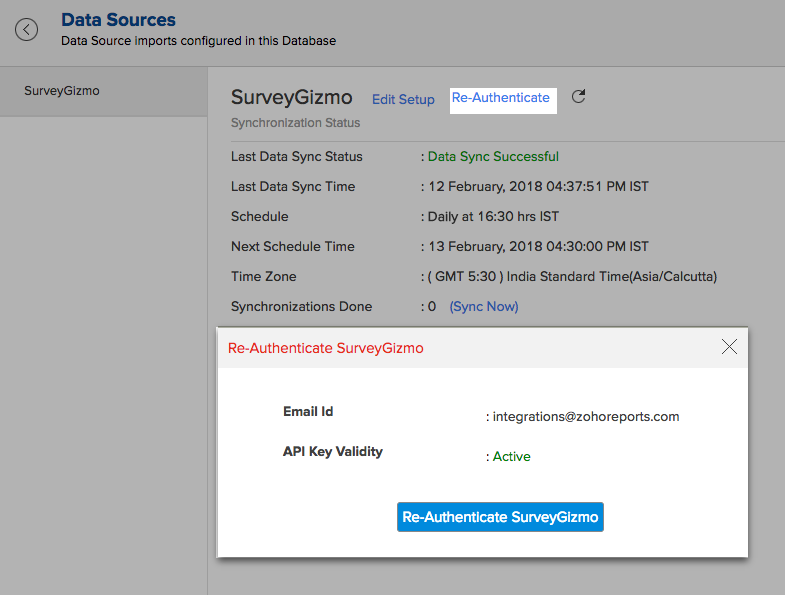 Surveygizmo Connector L Zoho Analytics Help - how do i reauthenticate my surveygizmo account in zoho analytics