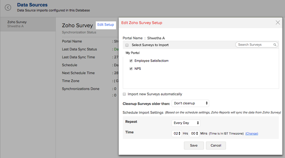 Zoho Survey Connector L Zoho Analytics Help - 