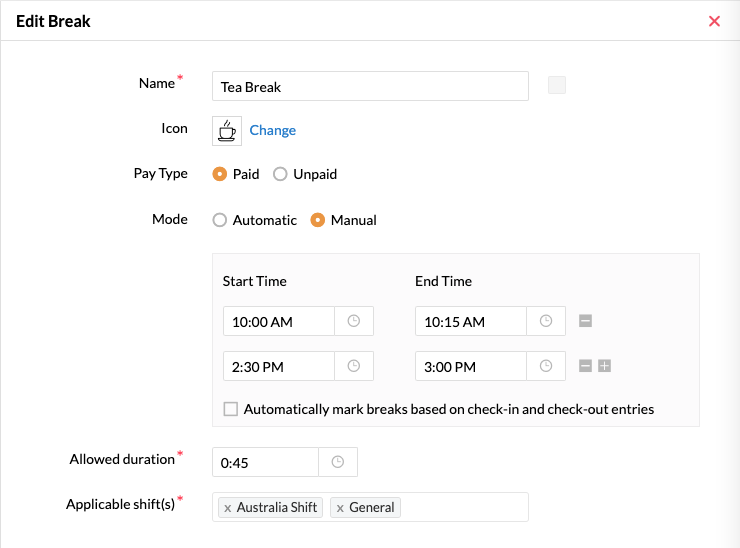 Roster Management Zoho People