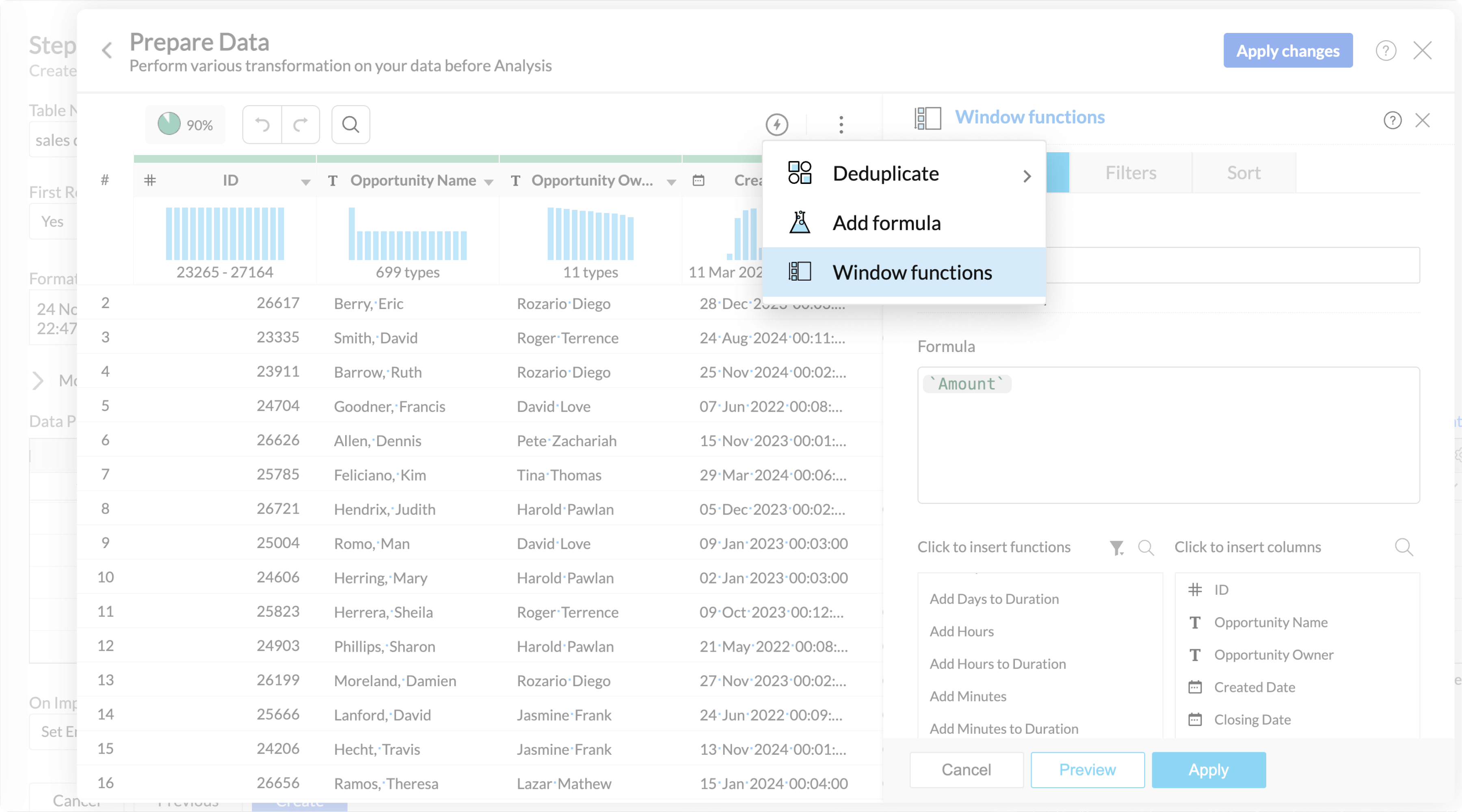 Transform data