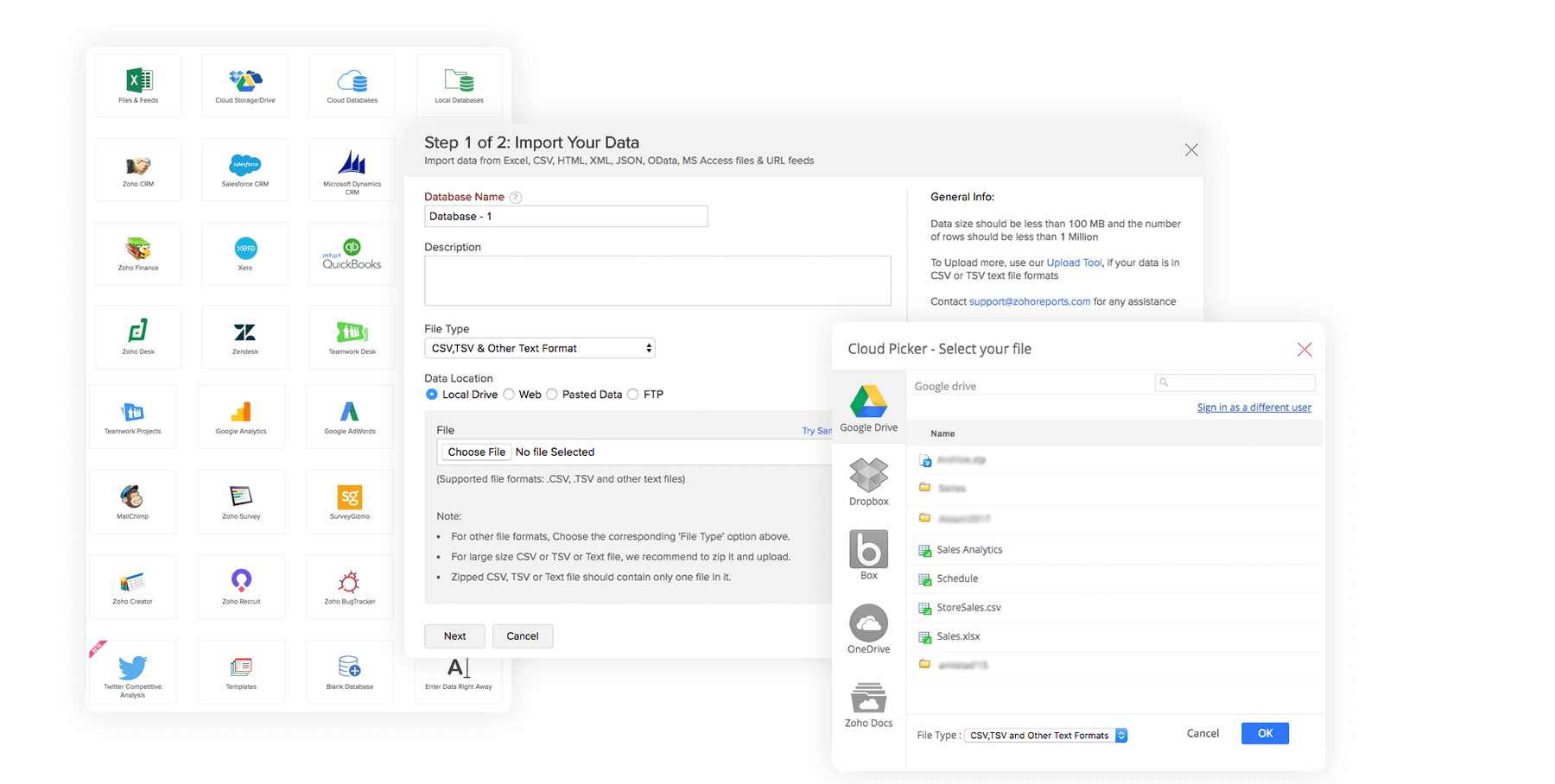 Import data to data analytics software - Zoho Analytics