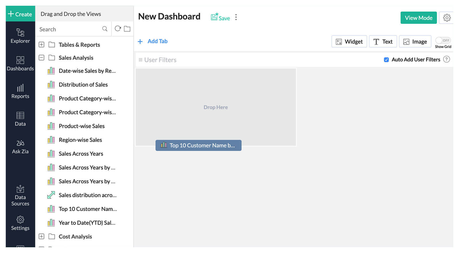 Drag & drop report creation