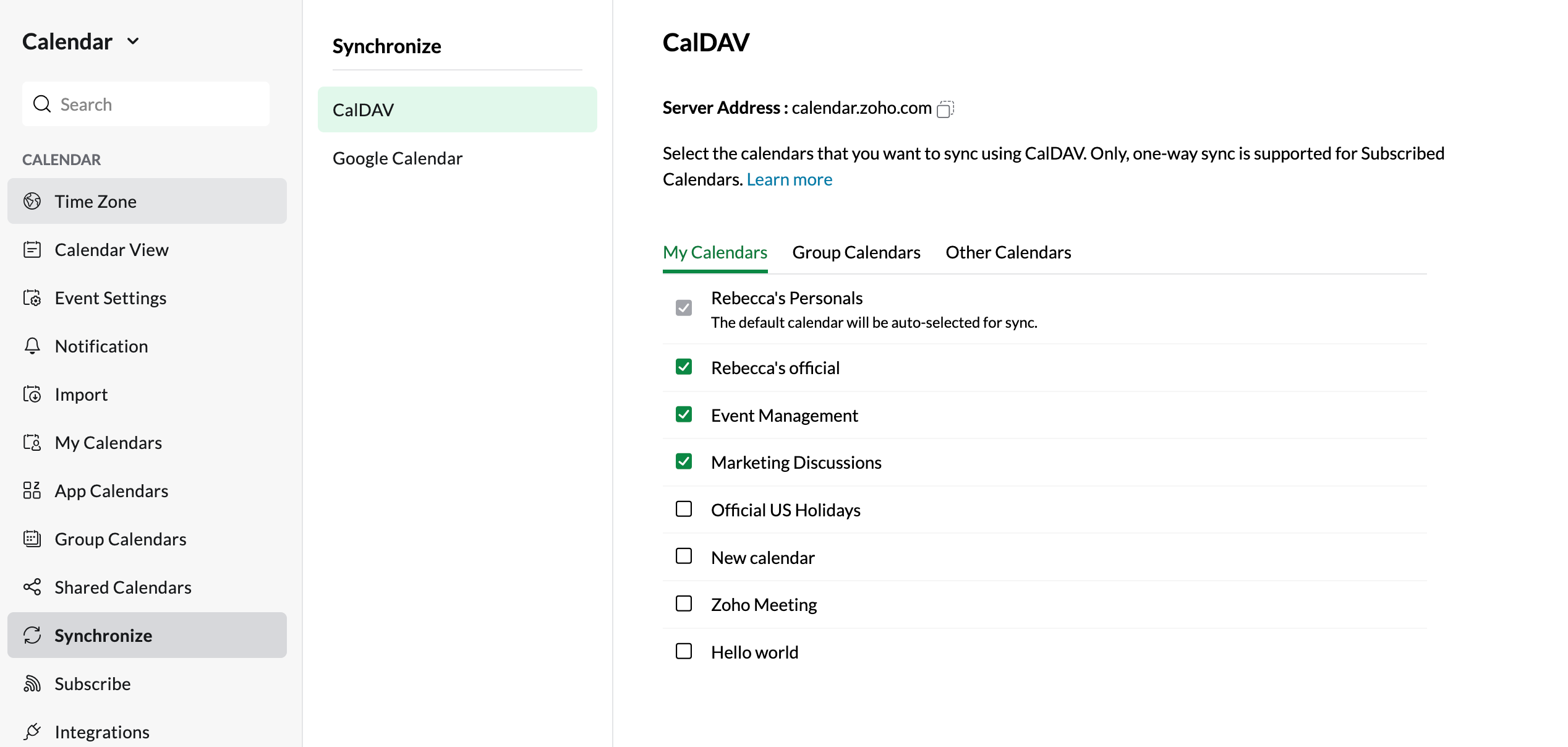 Sync Google Calendar and Microsoft Outlook Calendar with your Zoho Calendar