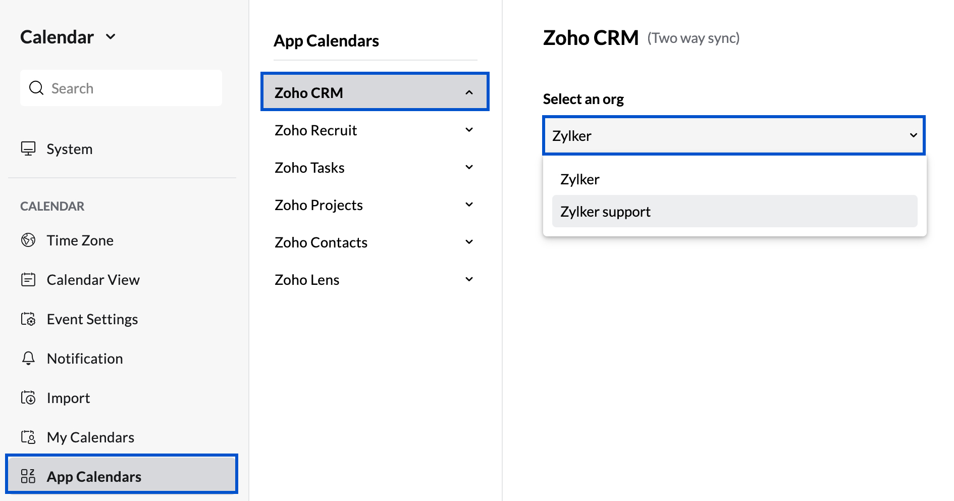 Zoho CRM Sync Zoho Calendar