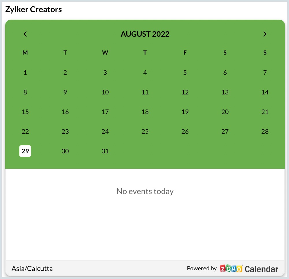 Embed Calendars Zoho Calendar